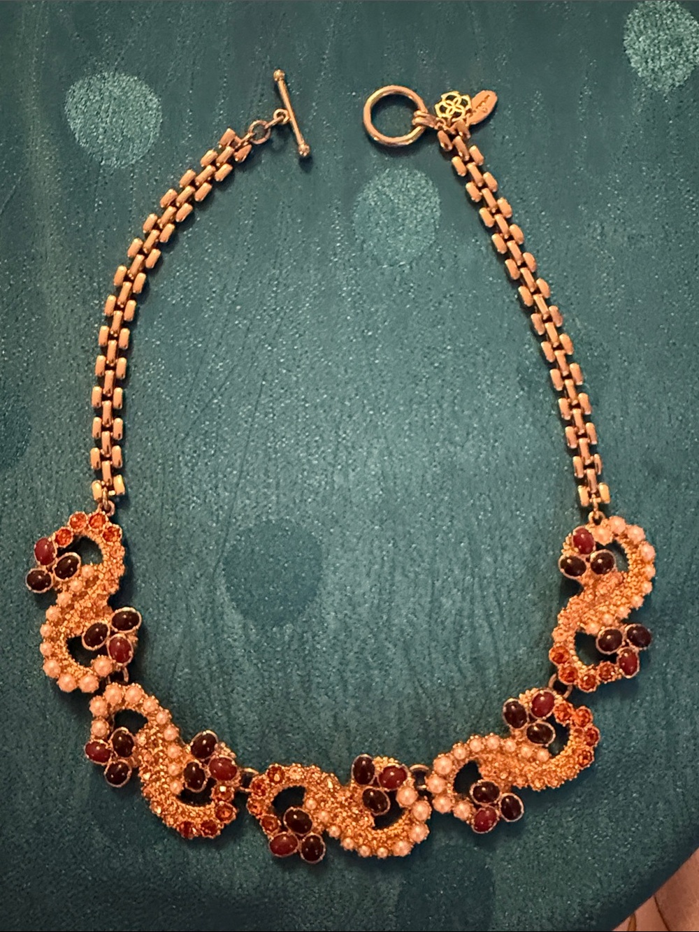 Gold-Tone Pink and Burgundy Statement Necklace - Women Jewelry